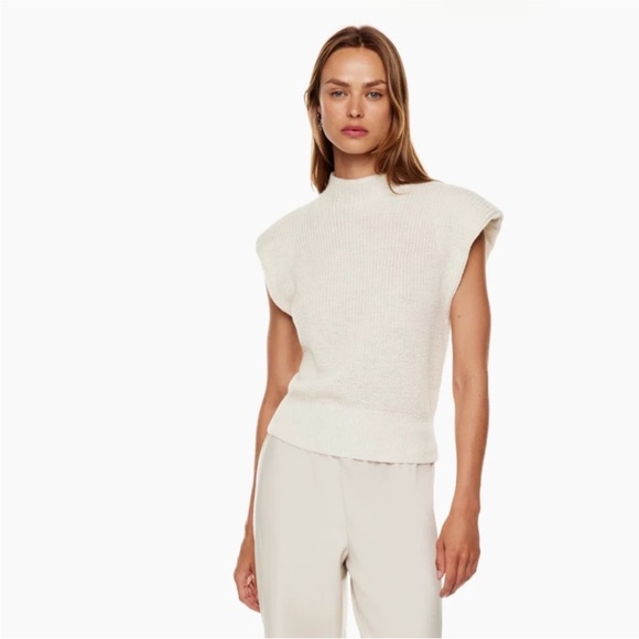 Aritzia Sweaters - NWOT Aritzia Babaton Hazlitt Cream Ribbed Wool Sweater Vest L